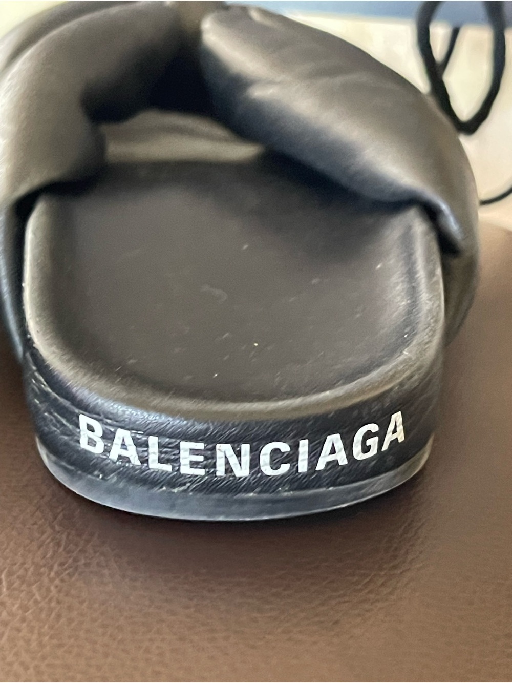 Balenciaga Black Leather Drapy Flat Slide Size 37 excellent condition - Picture 13 of 15